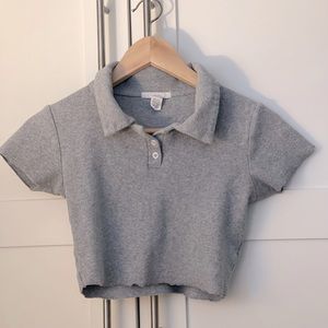 Collard grey crop top